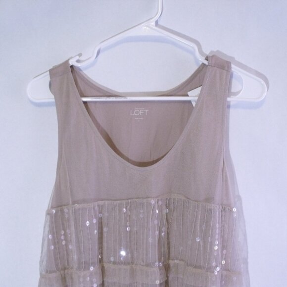 Ann Taylor Loft Tan Blush Sequin Top - Picture 2 of 6